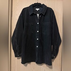 NWT TopShop Oversized Black Denim Raw Edge Jean Shacket size 14